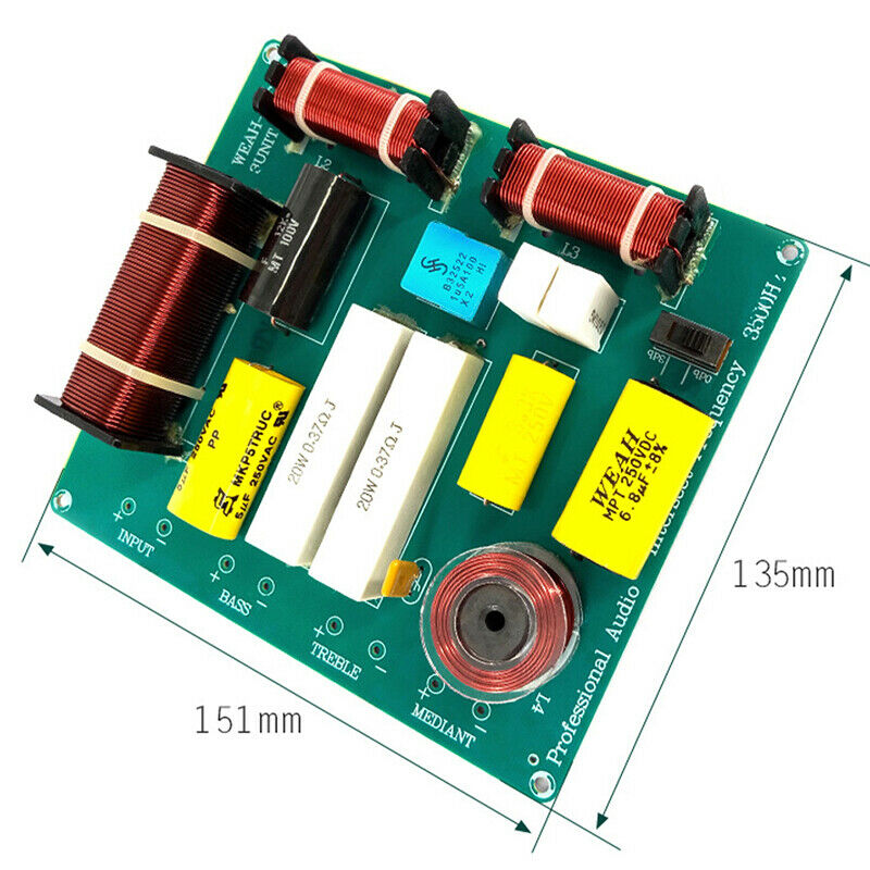 Hi-Fi Speaker Frequency Filters 300W 3-way Treble Mid-bass Speaker Crossover