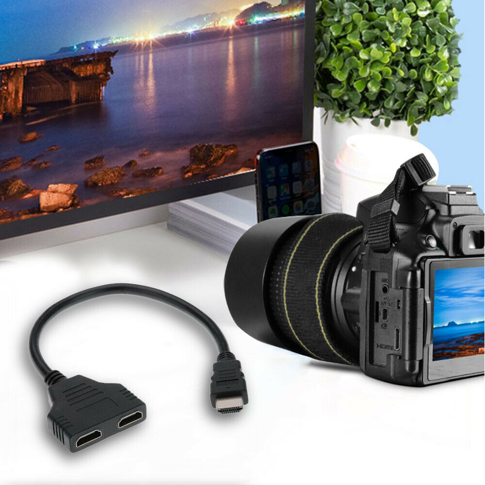 1080P HD One Input to Two Output Adapter Cable HDMI-Compatible Splitter Switch