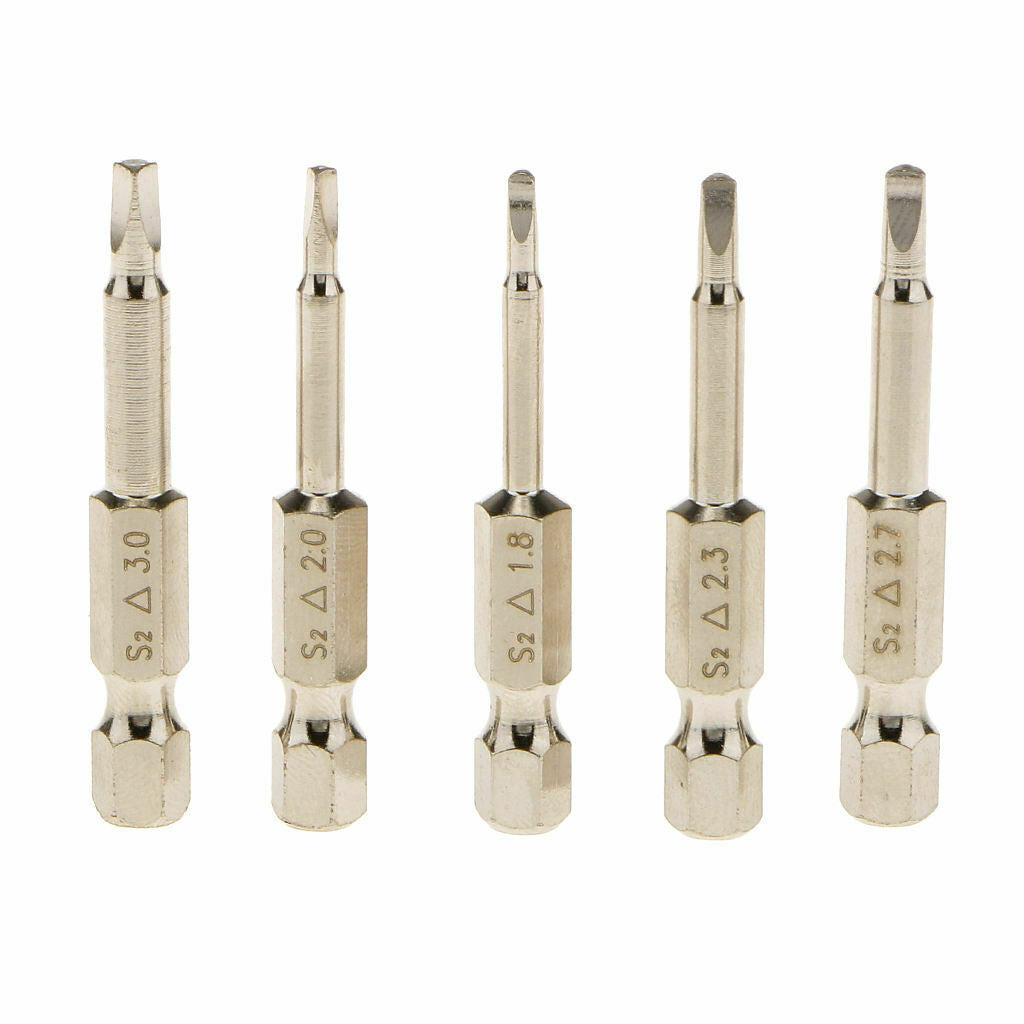 Set of 5 Pieces 1/4'' Hex Shank 50mm Magnetic Triangle Head Screwdriver Bits S2