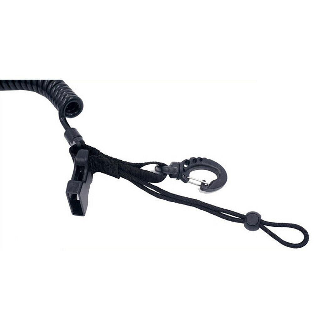 Diving Elastic Spring Coil Torch Lanyard Quick Release Black A