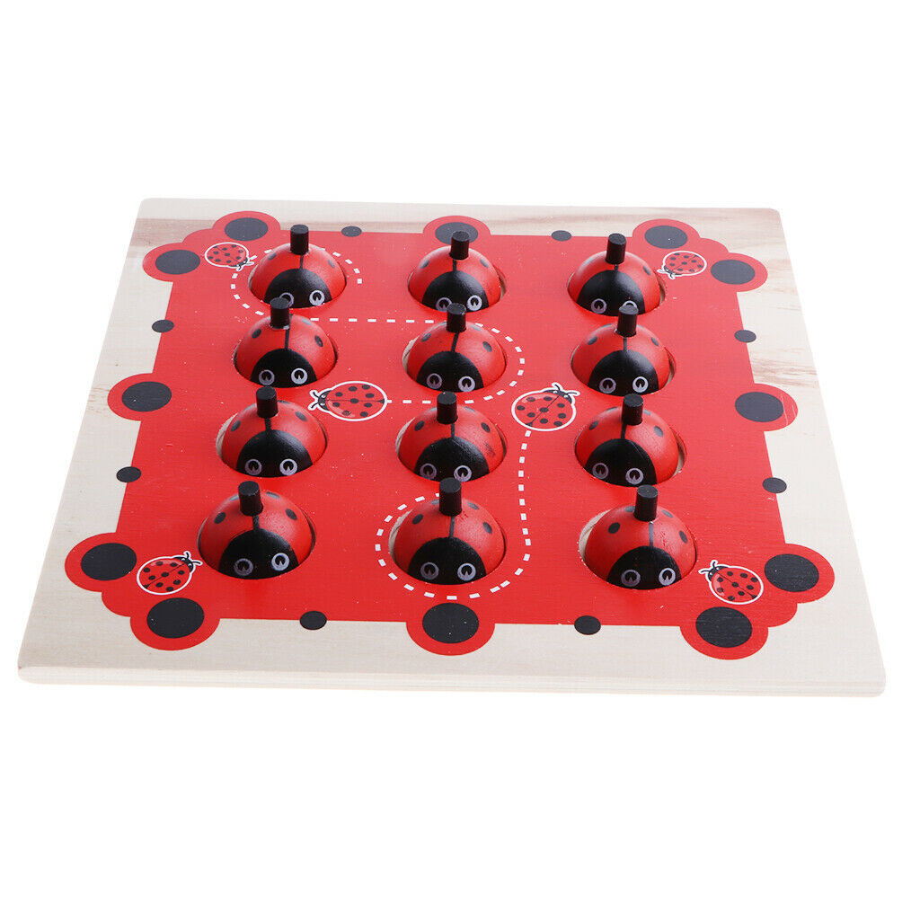 Wooden Ladybird Animal Board Matching Memory Training Puzzle Game Preschool