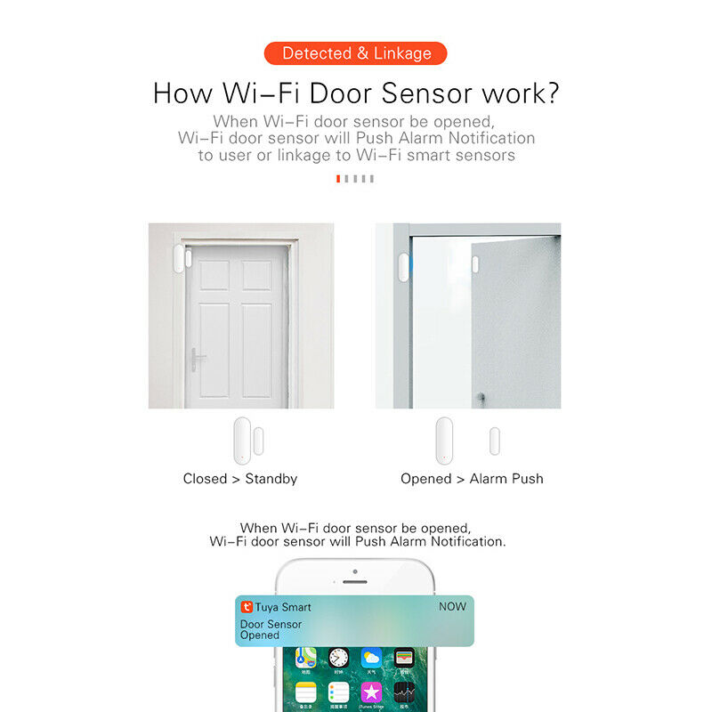 Tuya Smart WiFi Door Sensor Door Open / Closed Detectors Compatible with AlexaS8