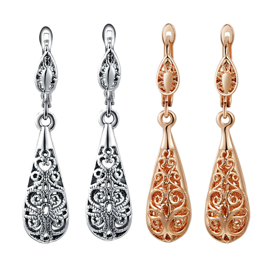 Fashion Womens Long Water Drop Crystal CZ Dangle Stud Earrings Jewelry Gift -