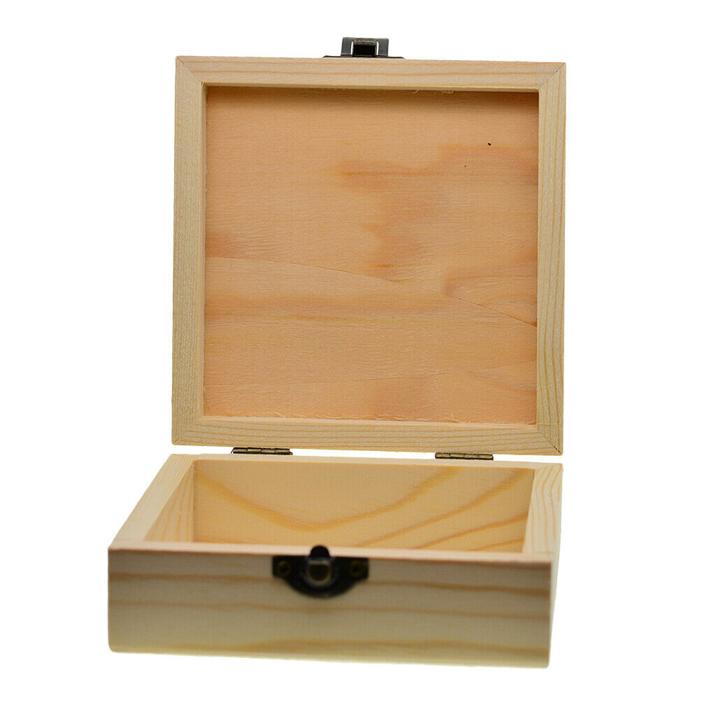 Wooden Jewelry Box Gift Box Unfinished Wood Storage Case Container Organizer