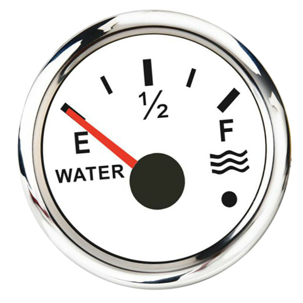 Marine Boat Water Tank Level Gauge 240-33ohms 12/24V 52mm 2” White/Chromed