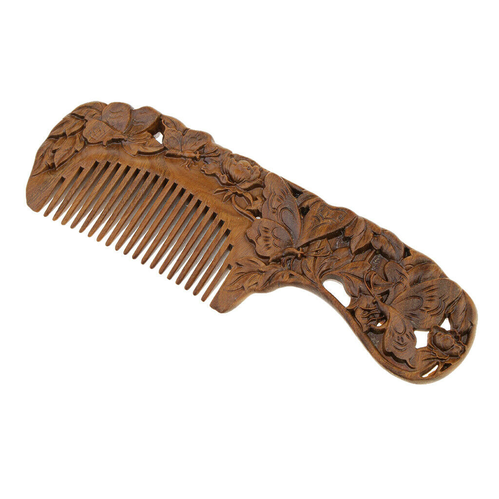Natural Sandalwood Horn Comb Handmade Comb Wide Teeth Comb, Antistatic