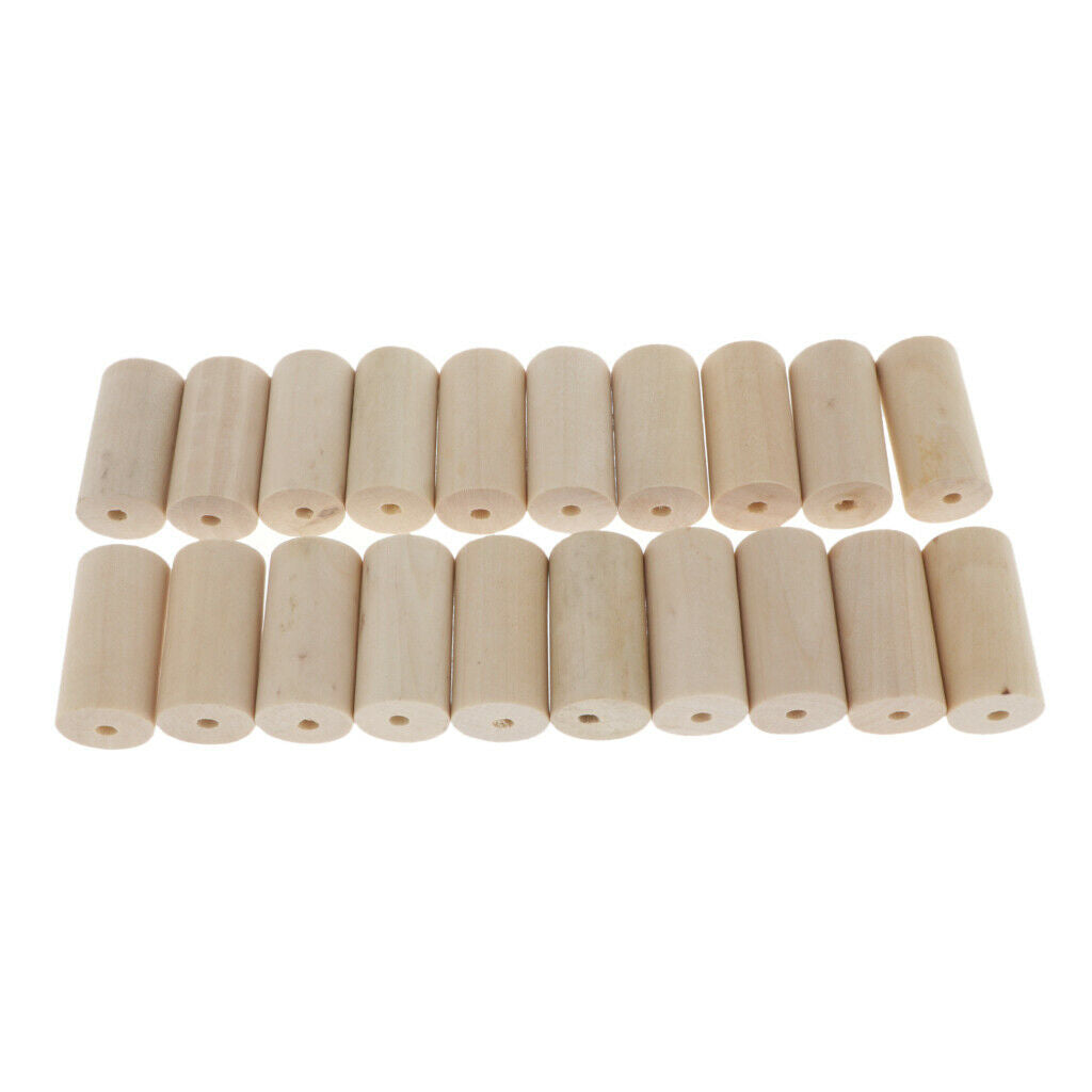 20x Natural Wooden Beads Round Cylinder Column Blocks DIY Craft Home Decor