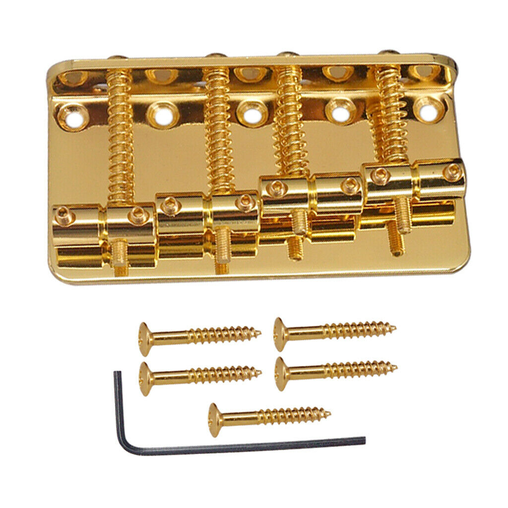 Zinc Alloy 4 String Bass Hardtail Bridge Assembly for Electric Bass Replacement