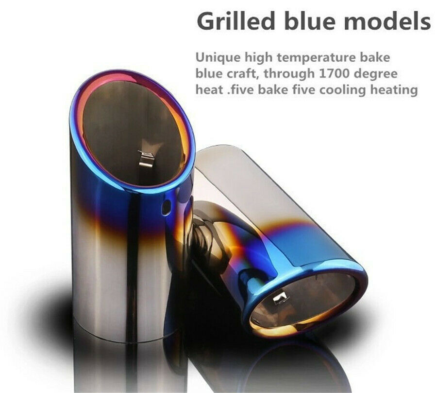2X Car Tail Exhaust Tip Pipes Grilled Blue For BMW E90 E92 325i 2006-2010 /328i