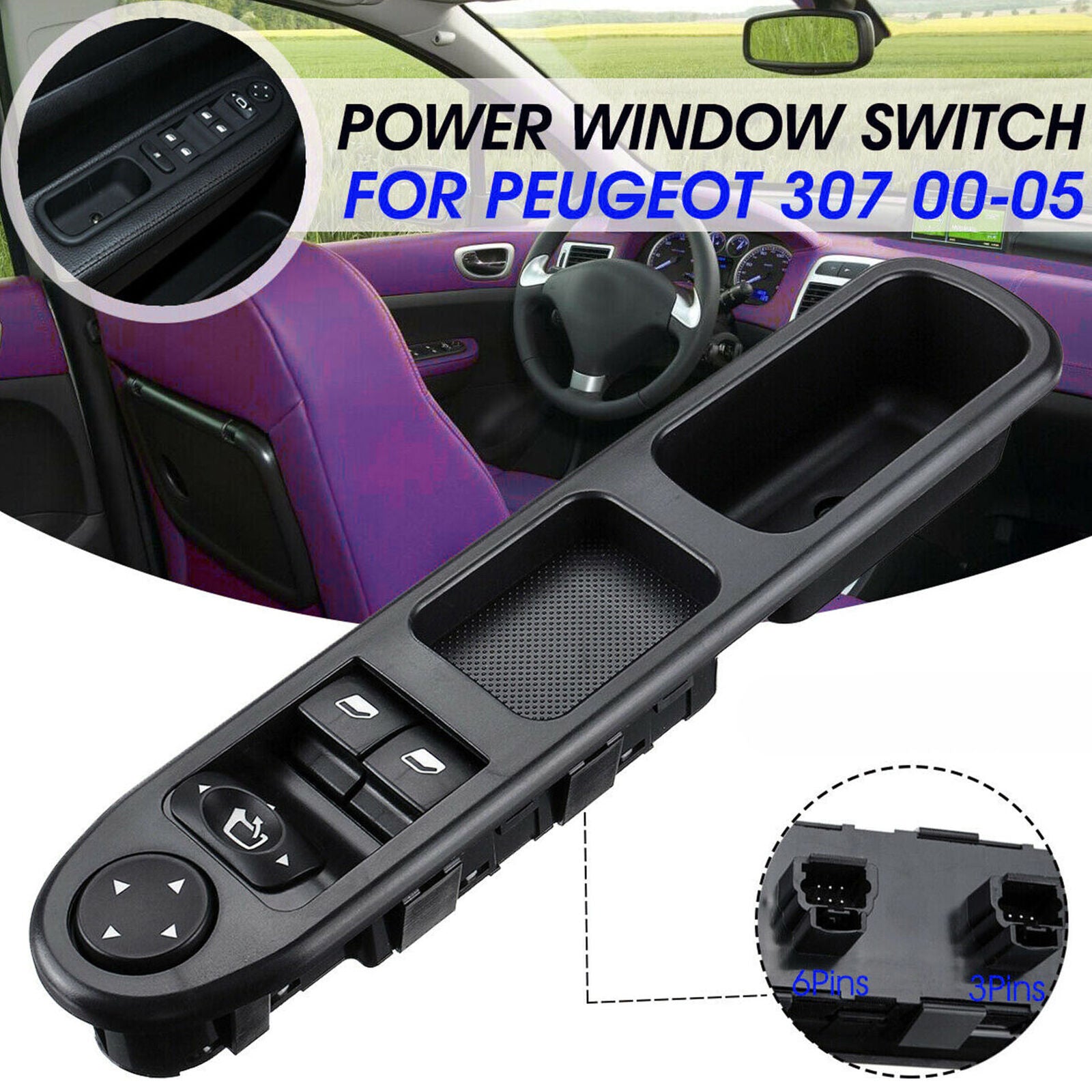 Front Electric Window Mirror Switch Driver Side For Peugeot 307 00-05 96351622XT