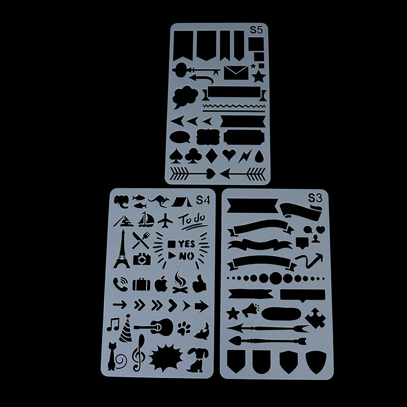 24pcs/set Journal Album DIY Border Drawing Template Ruler Stencil Painting YXDD