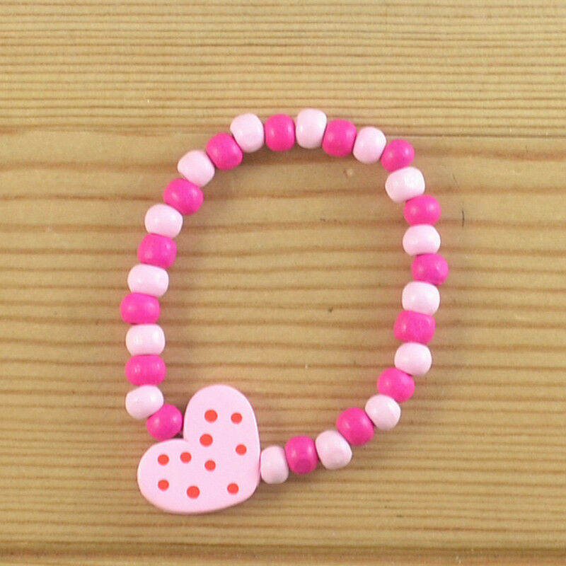 1 Set Cute Pink Heart Bead Kid Child Necklace Bracelet Jewelry Sets For Girls