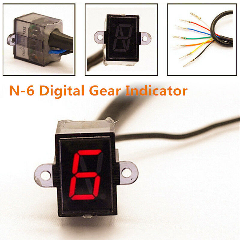 Universal LED Motorcycle Gear Indicator N-6 Speed Shift Clutch Lever Gauge Solid