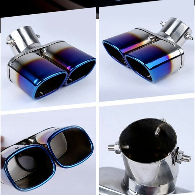 Stainless Steel Chrome Car Dual Exhaust Tip Square Tail Pipe Muffler 63mm/2.5"