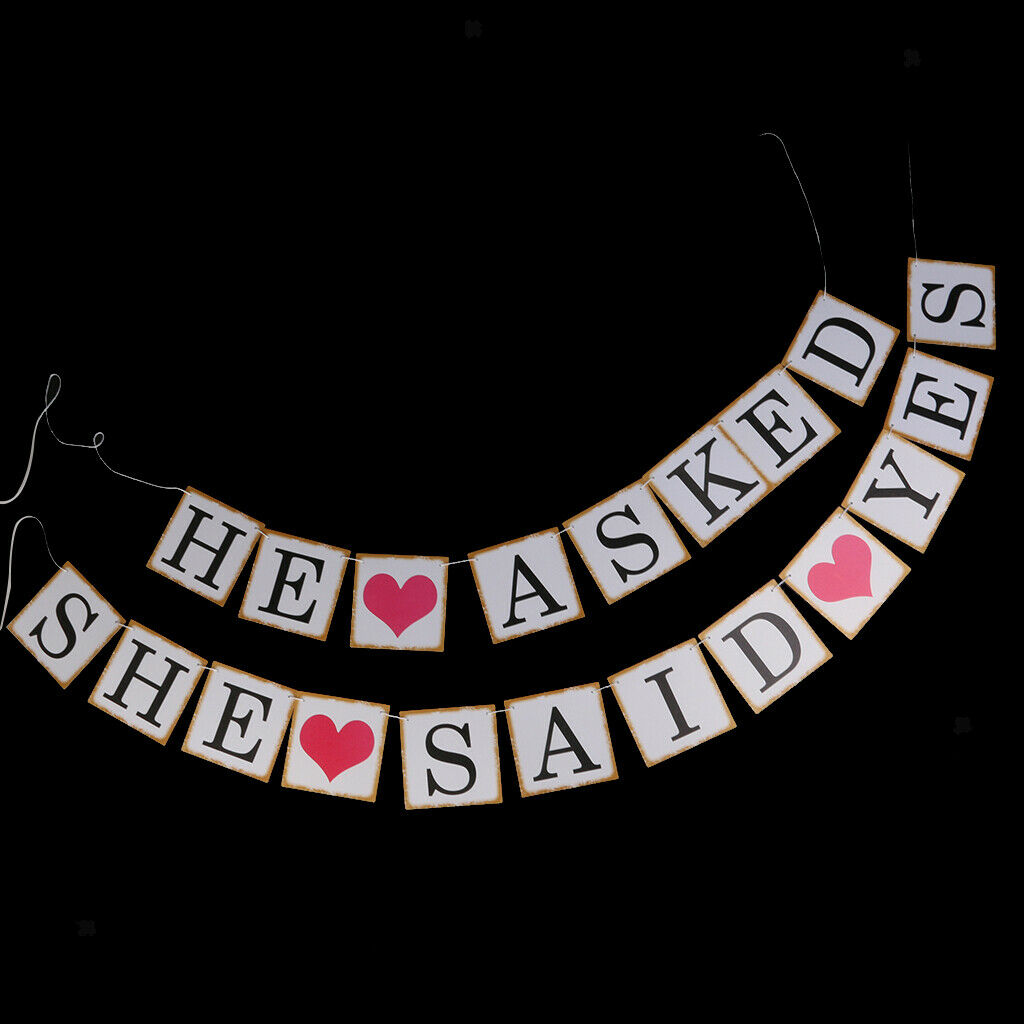 He Asked What She Said Yes. Wedding Pennants.