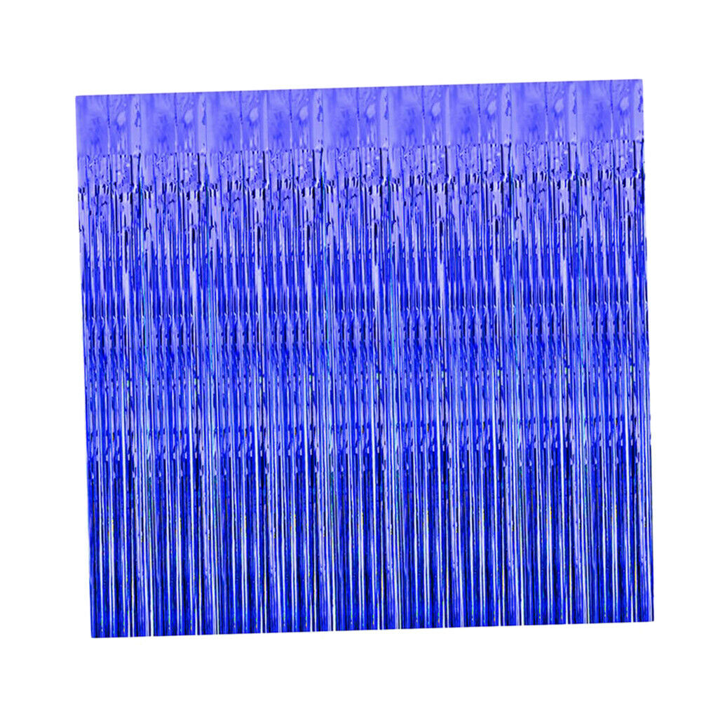 Metallic Tinsel Foil Tassel Curtains Party backdrops Decoration Blue