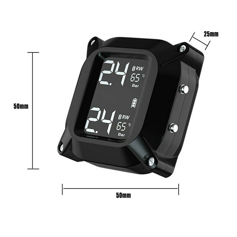 Wireless Motorcycle TPMS Tire Pressure Monitor Systems with 2 Sensors Waterproof
