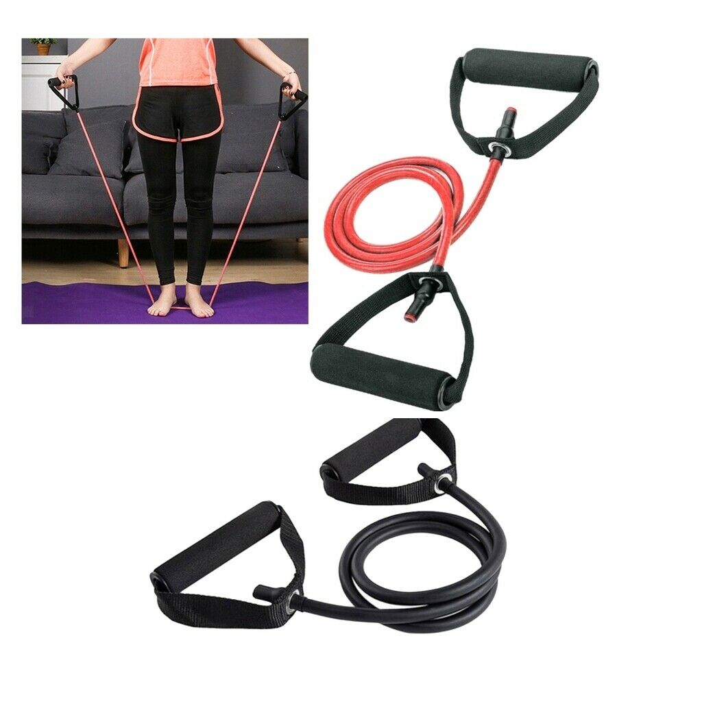 2x 15lbs Yoga Pull Rope Elastic Fitness Workout Training Expander Red&Black