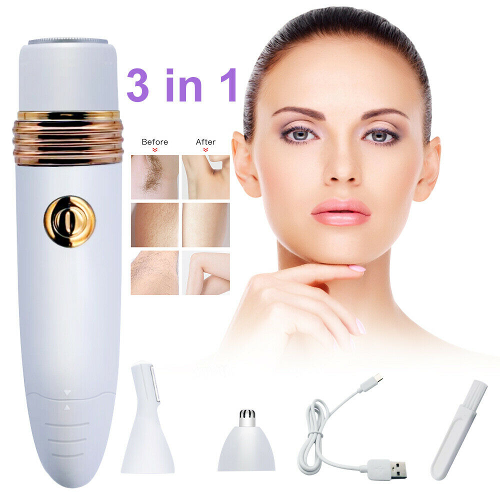 Women USB Rechargeable 3 in 1 Electric Shaver Epilator Eyebrow Shaving Trimmer