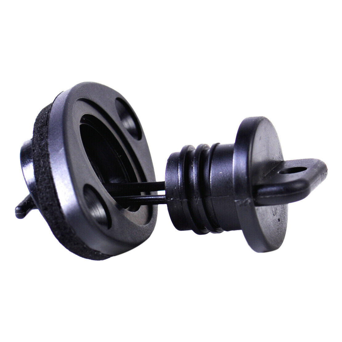2pcs Black Durable Thread Drain Plugs + Screws fit for Kayak Canoe Small Boat as