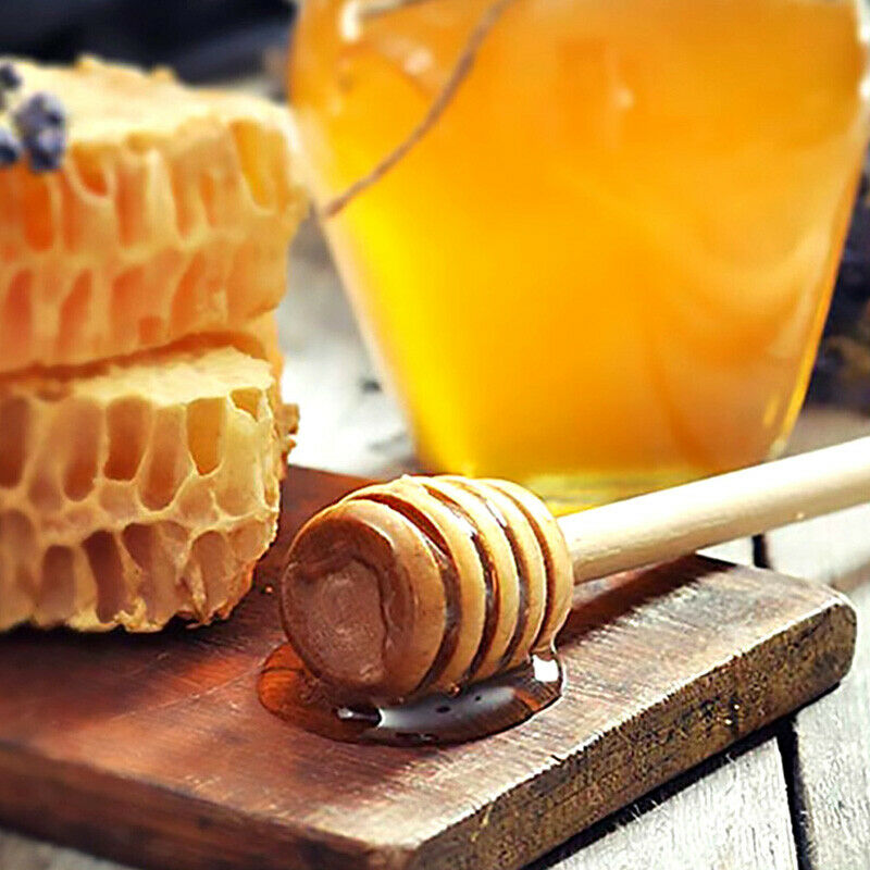 5Pcs Honey Wooden Dipper Drizzler Stir Long Handle Coffee Tea Stirring Rod Stick