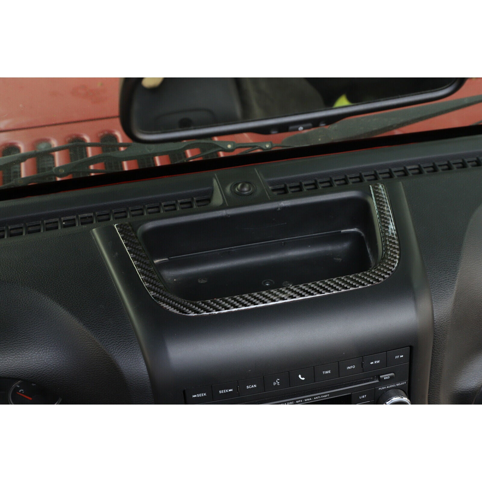 Carbon Fiber Center Control Storage Box Trim For Wrangler JK 2011-2017 A3 CBN CN