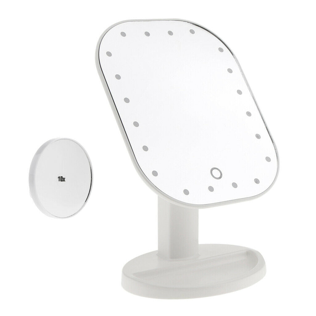 LED Light Touch Mirror Cosmetic Makeup Shaving Magnifying 10X Mirror White