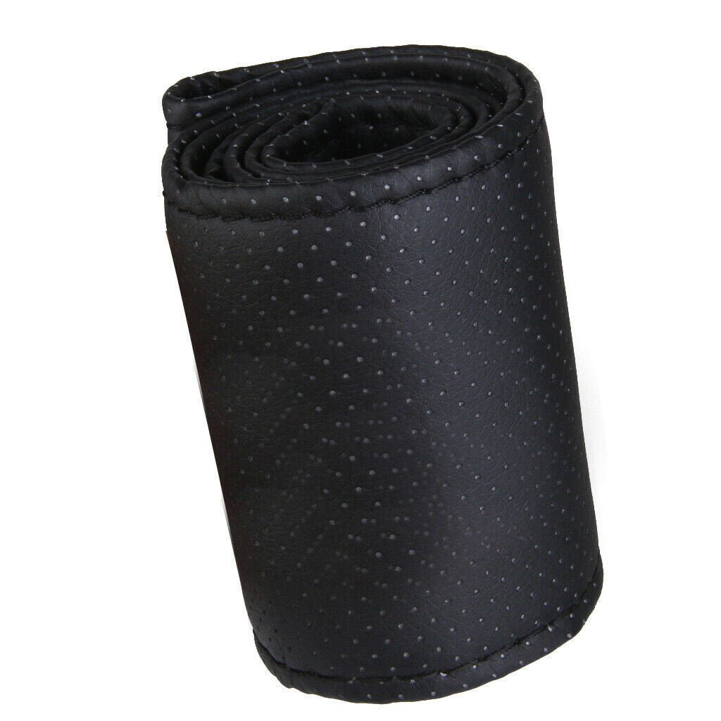 DIY PU Leather Car Steering Wheel Cover Grips Skin Glove Universal Black&Red