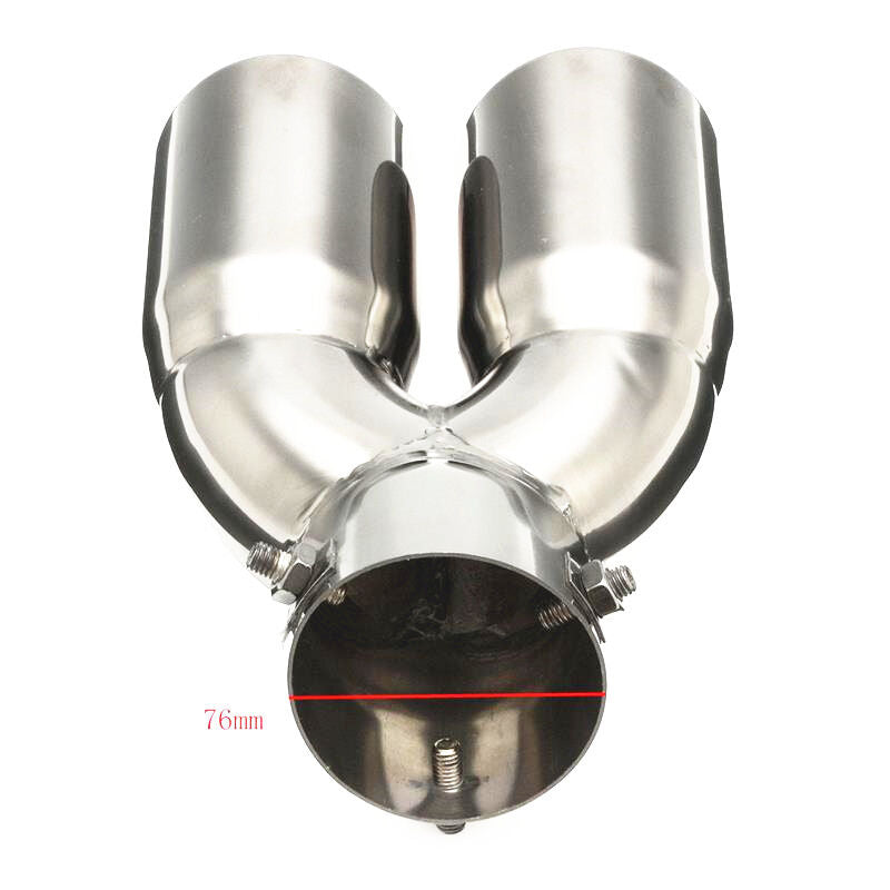 1x 76mm Universal Chrome Stainless Steel Round Exhaust Pipe Tail Muffler for Car