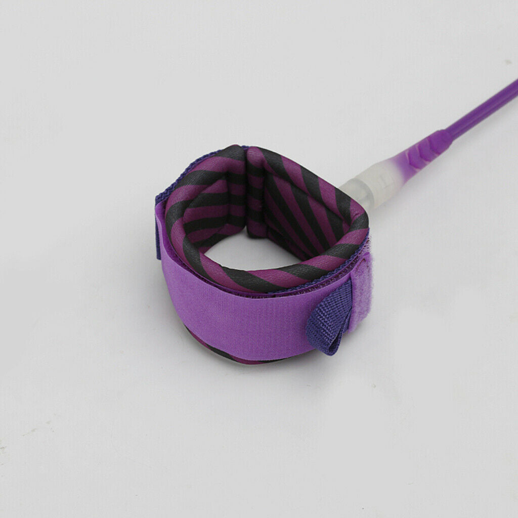Surfboard Leash Leg Rope Double Stainless Steel Swivels Purple 8 ft
