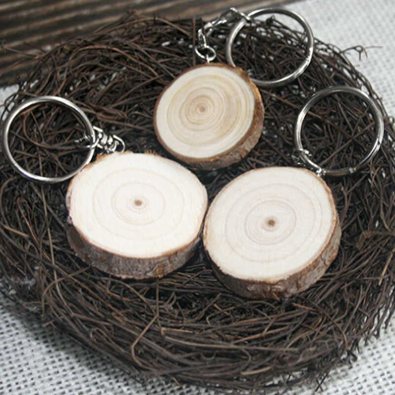 Creative DIY Wood Keychain Keyring Car Bag Pendant KeyChain Ring Jewelry .l8