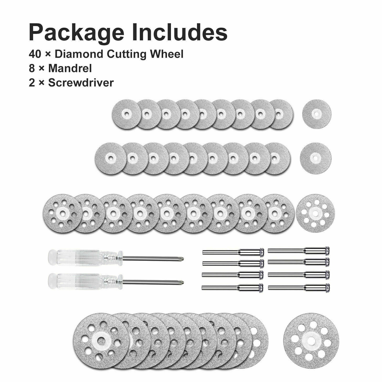 50Pc Cutting Wheel Set Mini Drill for Dremel Rotary Tool Accessories w/ Mandrel