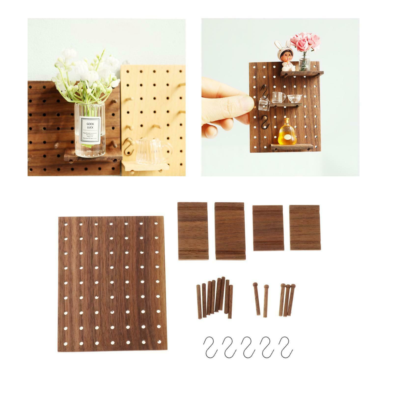 1/6 1/12 DIY Mini Wall Mounted Storage Rack with Hooks Shelves Home Supplies