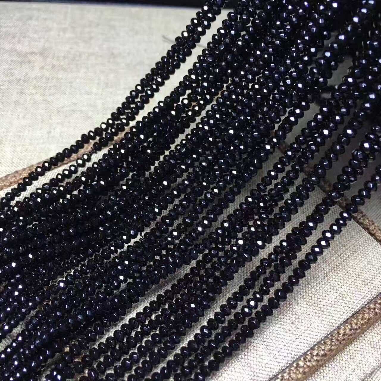 Wholesale 10pcs 2x4mm Faceted Natural Black Agate Onyx Rondelle Gems Loose Beads