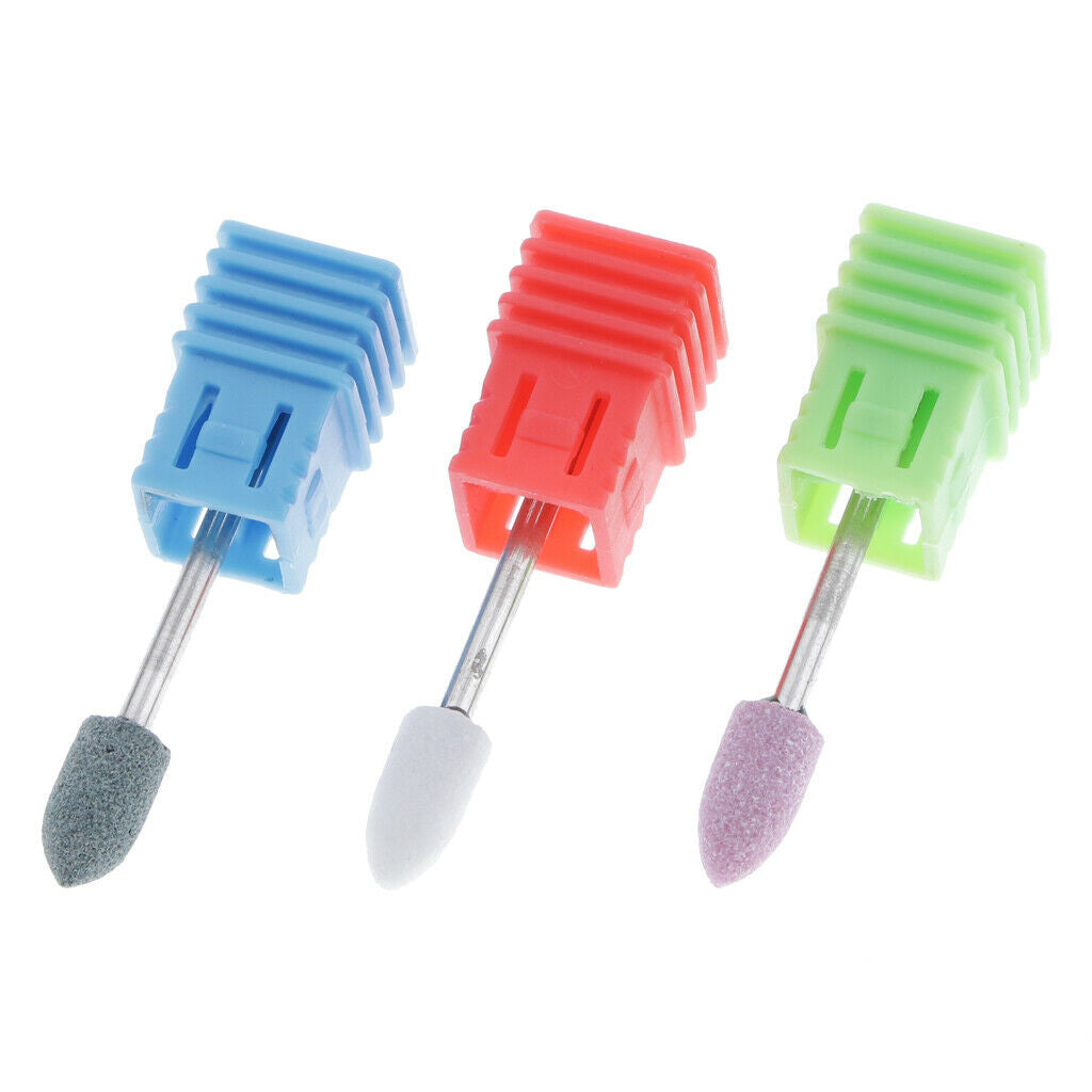 3x Quartz Nail Drill Bits Gel Remover Pedicure Manicure Filing Polishing Bit