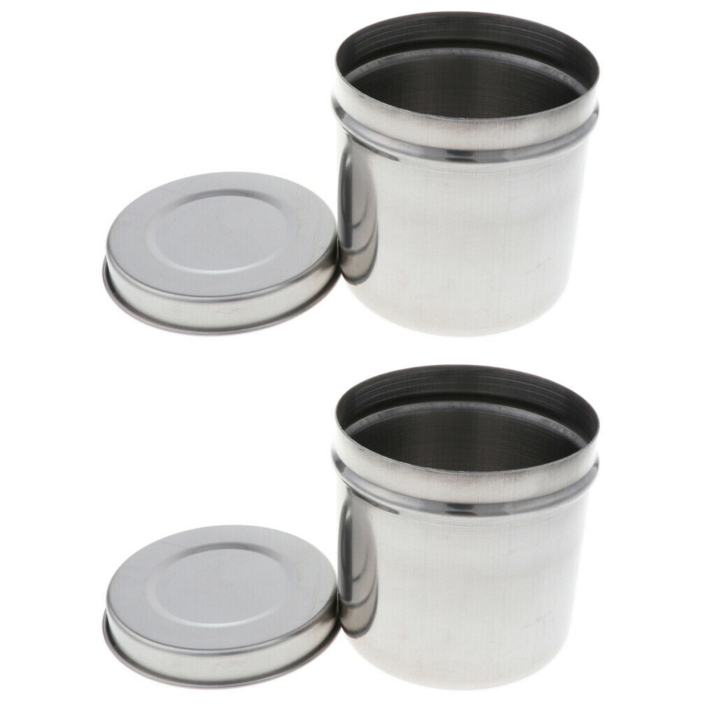 2X 304 Stainless Steel Tattoo Disinfection Canister Alcohol Cotton Ball Jars