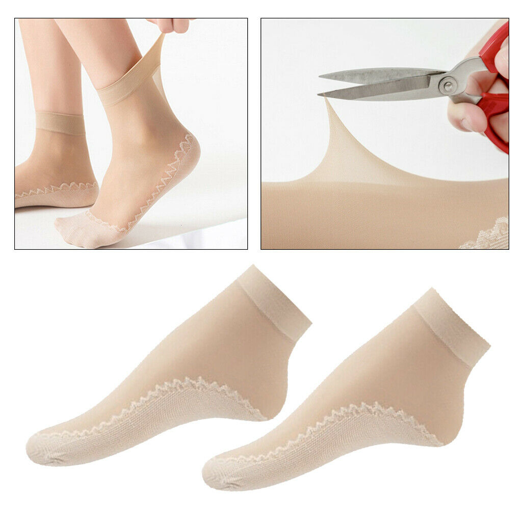 60x Women's Chinlon Silk Summer Socks Thin Non-Slip Crew Socks Anti-Scratch