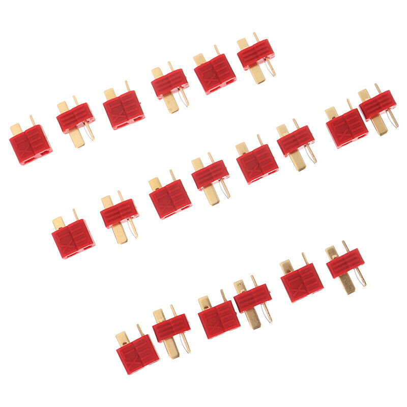 20Pcs/10Pairs T Plug Male & Female Connectors Deans Style For RC LiPo Batt GqBU