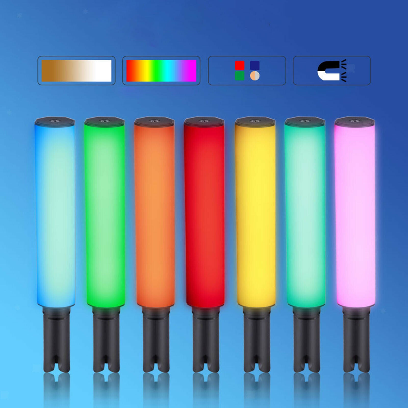 Tube Light with Mini Tripod Rechargeable RGB Lamp for Vlog Recording Room
