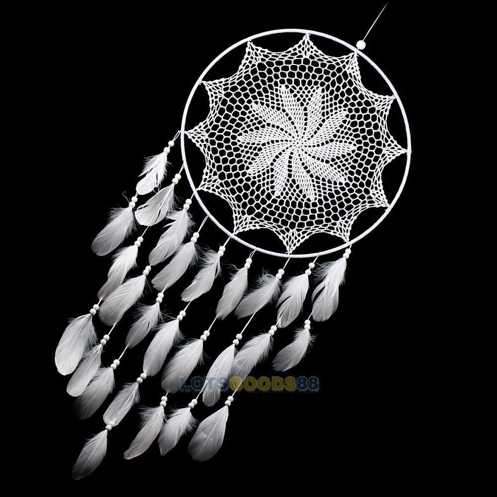 Large Handmade Dream Catcher with White Feathers Wall Hanging Decoration Craft