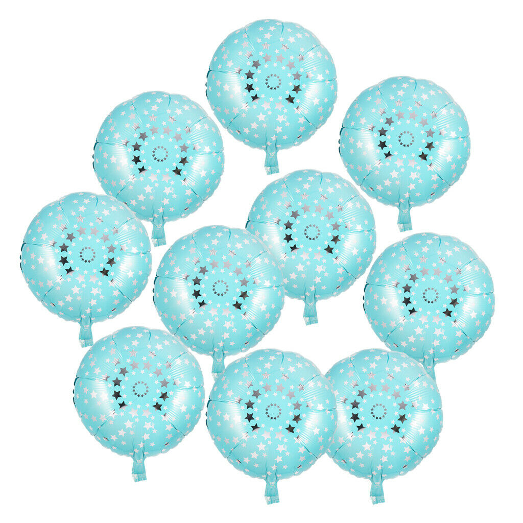 10pcs Round Foil Balloons w/ Star Decoration Wedding Birthday Supplier Blue