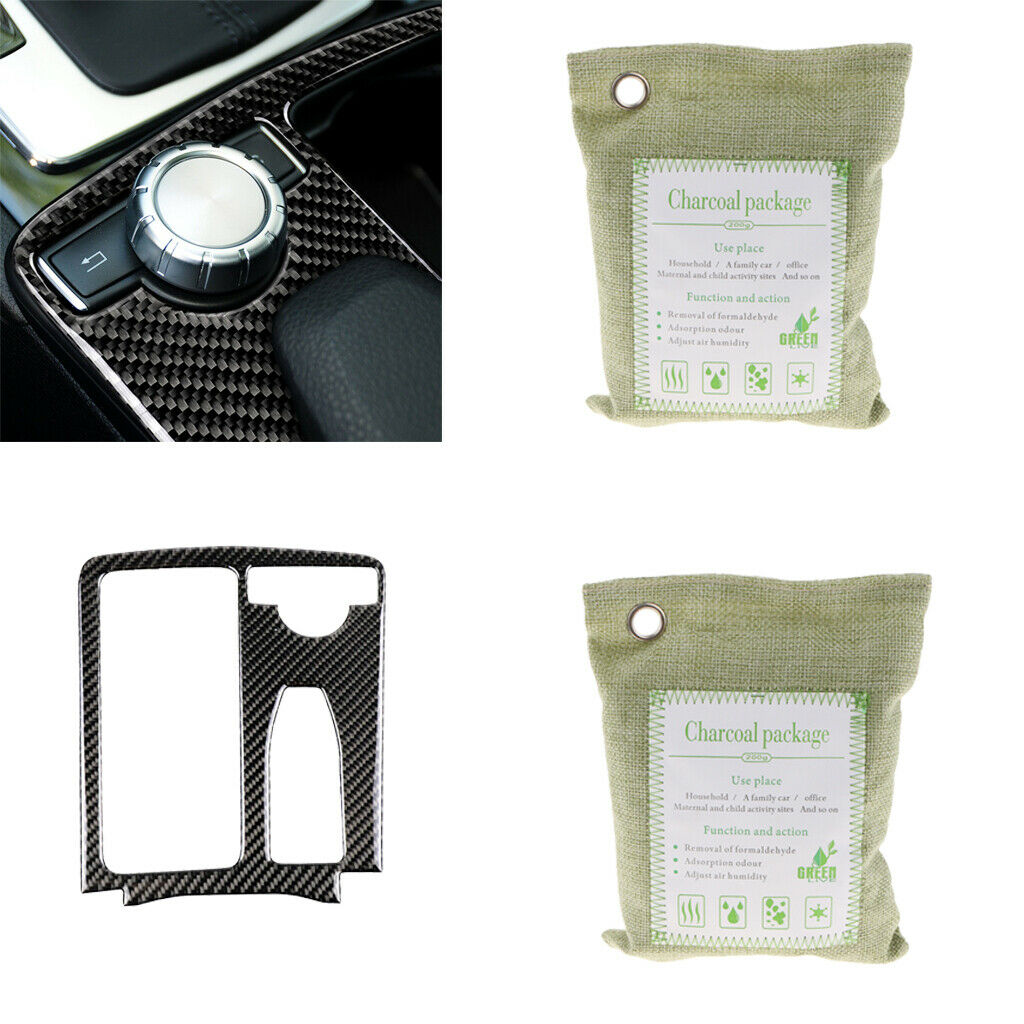 Carbon Fiber Gear Shifter Panel Cover for Mercedes W204 with charcoal bags