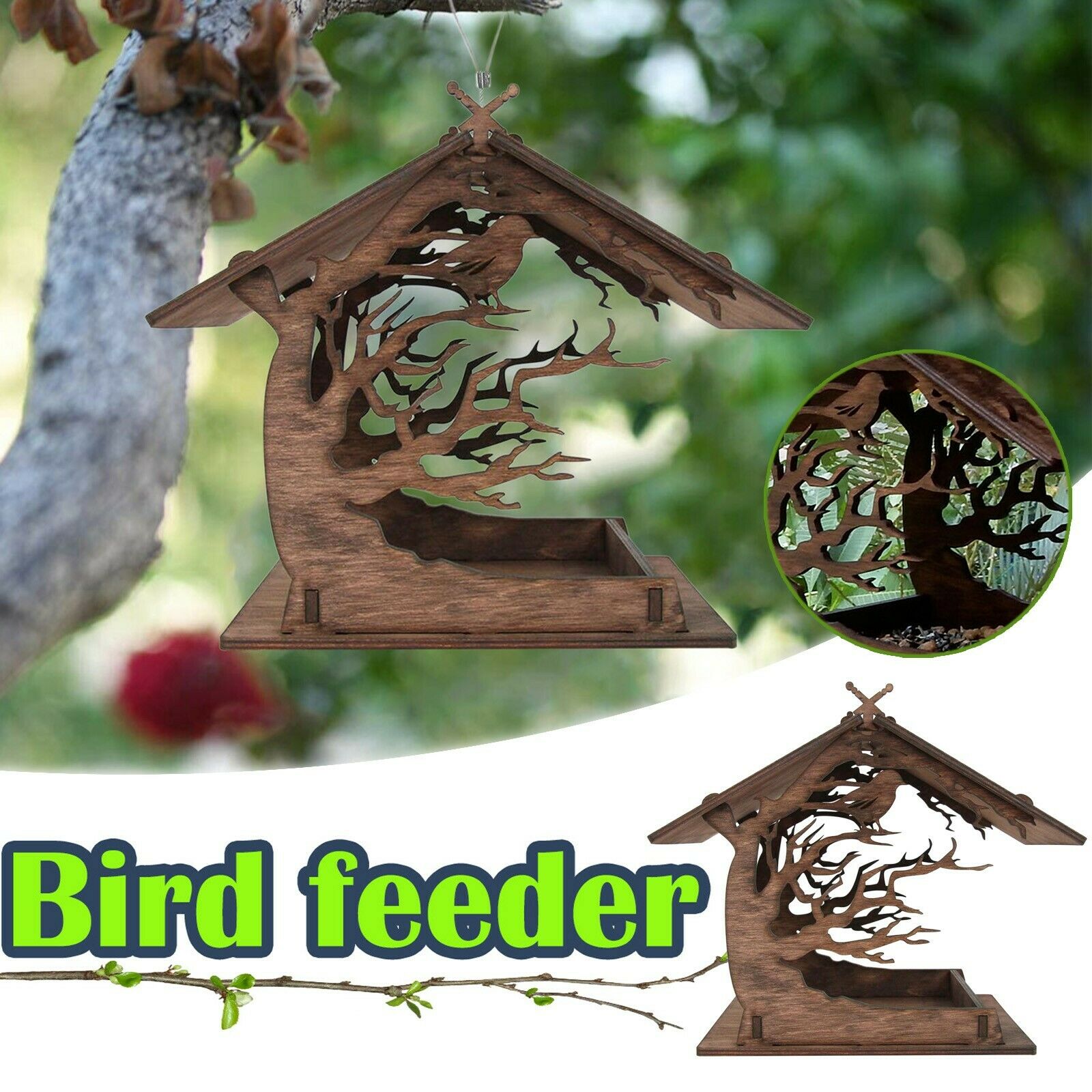 Attractive DIY Wooden Birdhouse Garden Gifts Courtyard Villa Balcony Bird Feeder