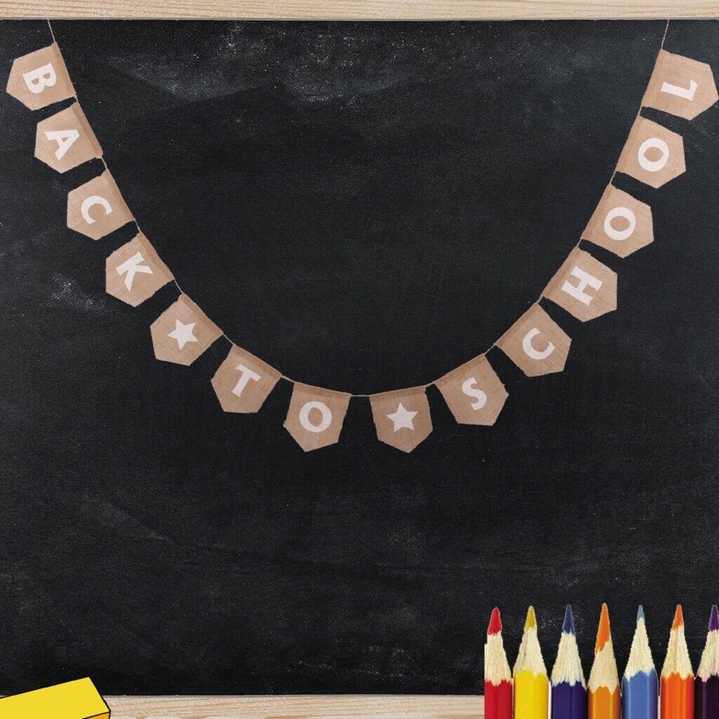 Back to School Natural Burlap Banner with Star Printed for Class Decoration
