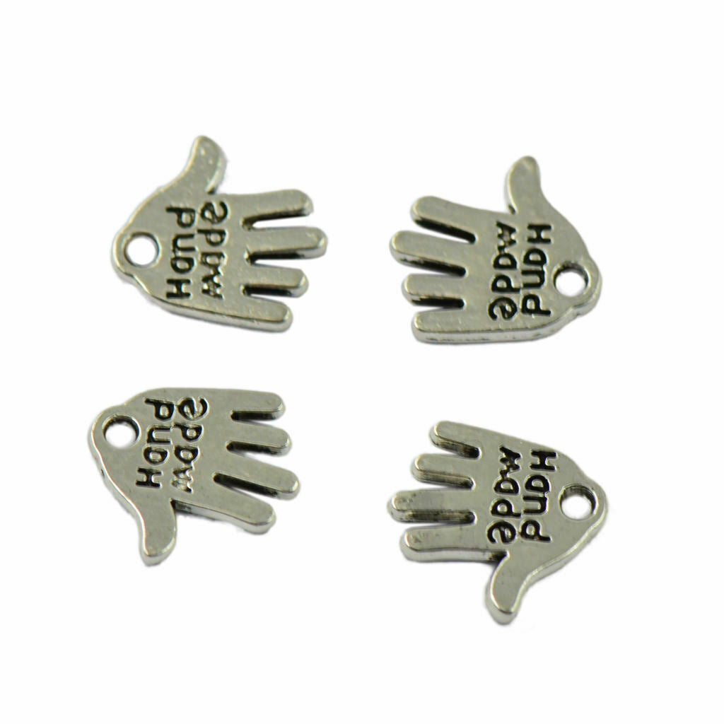 50 Pieces Lettering Charm Hand Shaped Pendant for Bracelet Findings DIY