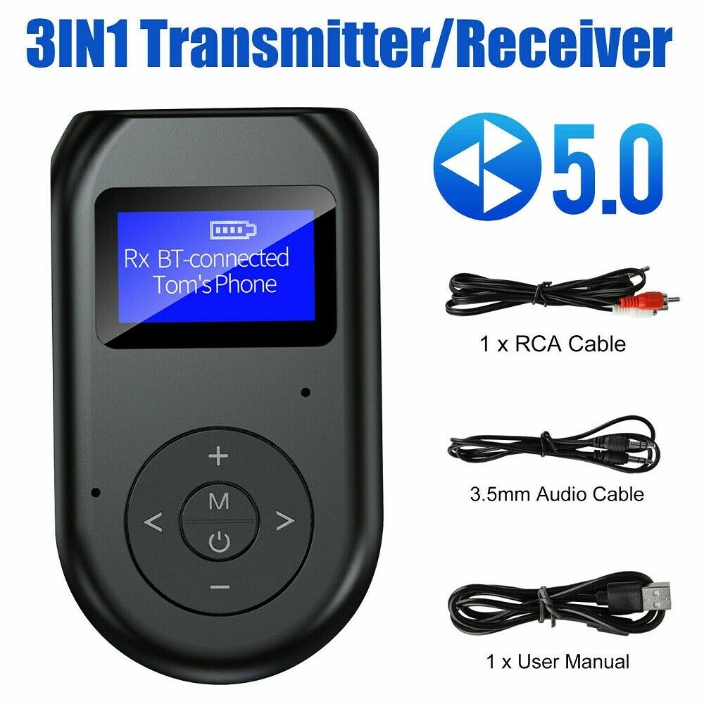 3In1 Bluetooth 5.0 Transmitter Receiver Wireless Audio 3.5mm Adapter For TV/PC