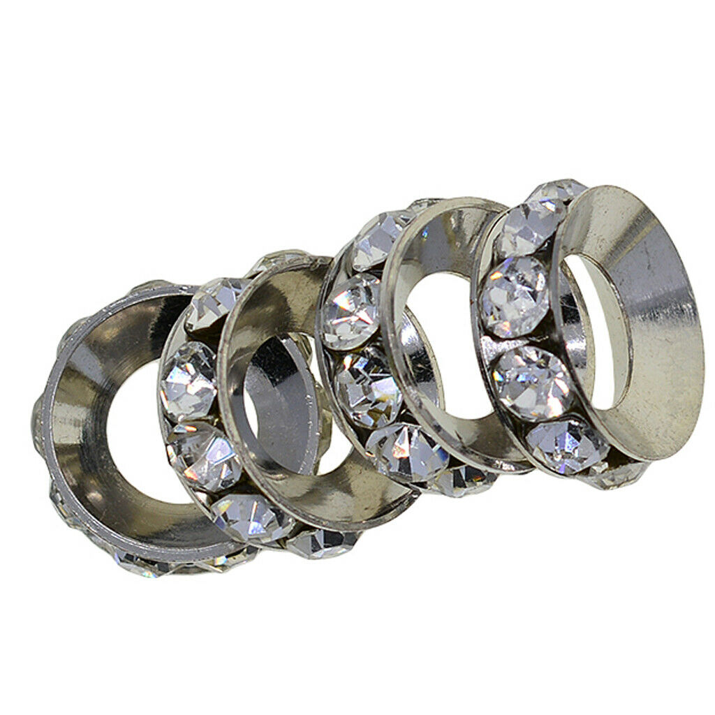 20Pcs Plated Alloy Rhinestone Stopper Rings Spacer Beads for Jewelry Making