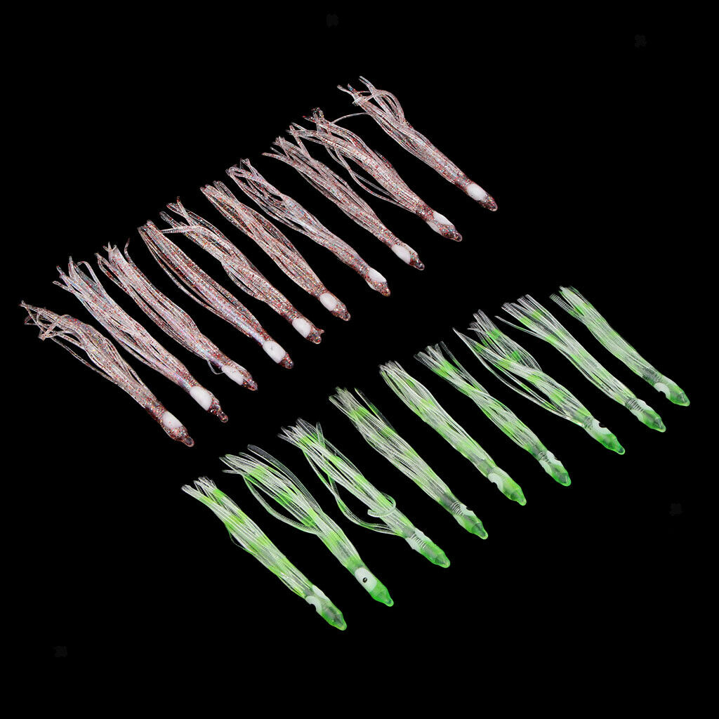 30pcs High Simulation Squid Skirts Lures Saltwater Trolling Fishing Lure