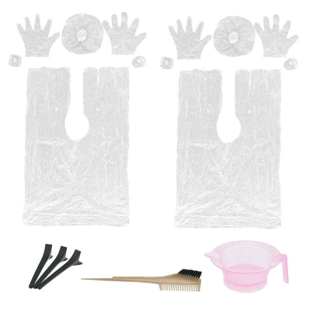 Hair Coloring Dye Tools Tint   Clips Cape Bowl Brush Ear Cover Gloves Set