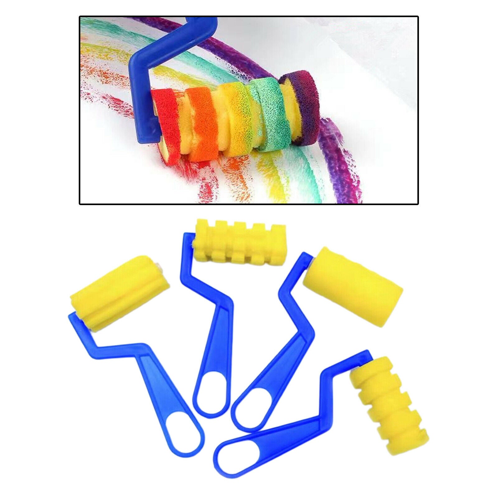 4 Pieces Foam Paint Brushes Roller Round Sponge Painting Roller Brushes